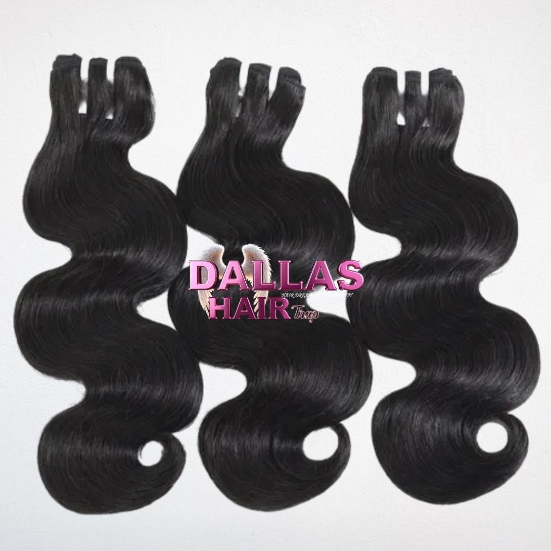 3) Straight/BodyWave DD Bundles 14A 00% Virgin Cambodian hair